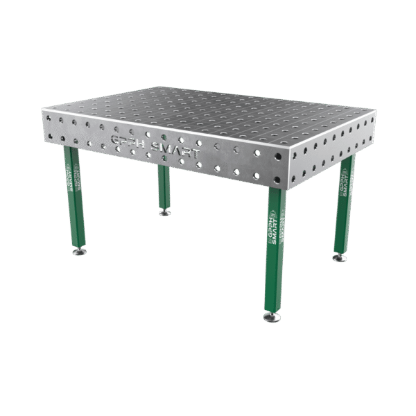 Stół spawalniczy SMART Siatka - 100x100mm, System - Φ28, Rozmiar - 1500x1000mm, Nogi - Na stopach, Blat - 12mm