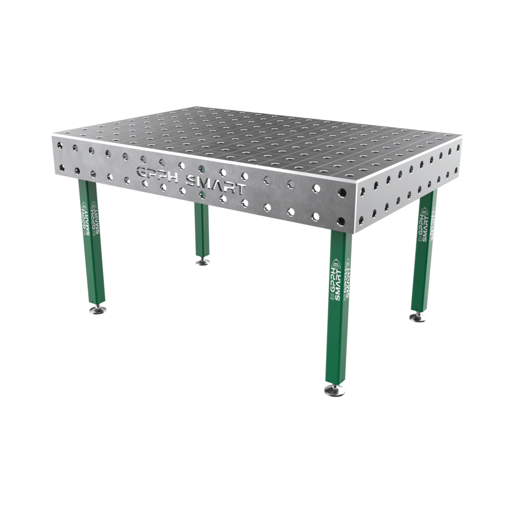 Stół spawalniczy SMART Siatka - 100x100mm, System - Φ28, Rozmiar - 1500x1000mm, Nogi - Na stopach, Blat - 12mm