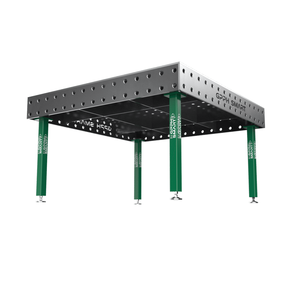 Table de soudage SMART Grille - 100x100mm, Système - Φ28, Dimensions - 1500x1480mm, Pieds - Sur patins, Plateau - 12mm