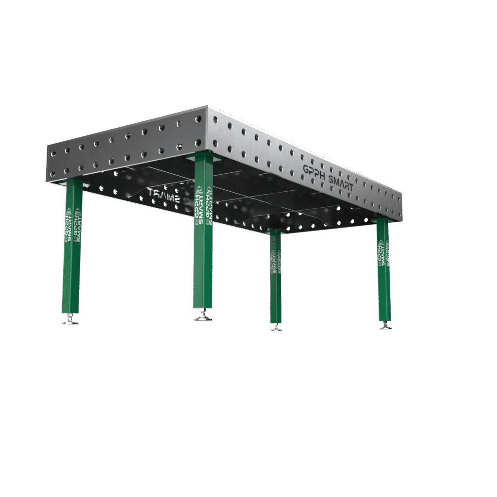 Stół spawalniczy SMART Siatka - 100x100mm, System - Φ28, Rozmiar - 2000x1000 mm, Nogi - Na stopach, Blat - 12mm
