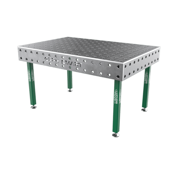 Stół spawalniczy SMART Siatka - 100x100mm, System - Φ28, Rozmiar - 1500x1000mm, Nogi - Na stopach, Blat - 15mm