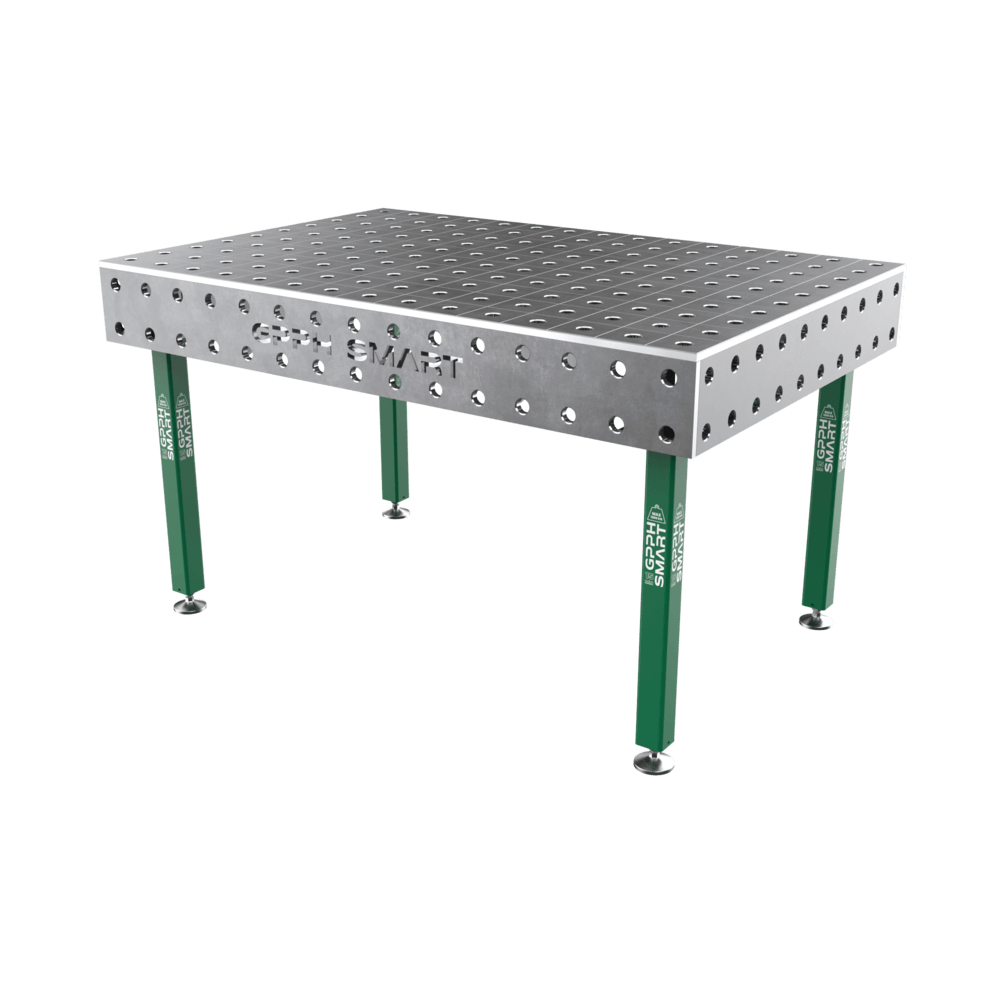 Table de soudage SMART Grille - 100x100mm, Système - Φ28, Dimensions - 1500x1000mm, Pieds - Sur patins, Plateau - 15mm
