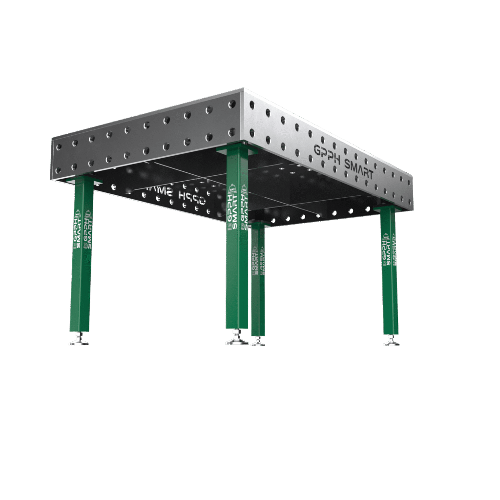 Table de soudage SMART Grille - 100x100mm, Système - Φ28, Dimensions - 1500x1000mm, Pieds - Sur patins, Plateau - 15mm