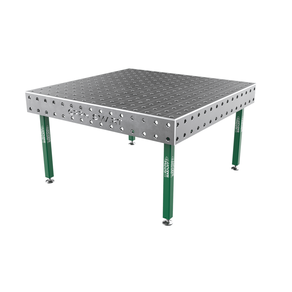 Table de soudage SMART Grille - 100x100mm, Système - Φ28, Dimensions - 1500x1480mm, Pieds - Sur patins, Plateau - 15mm