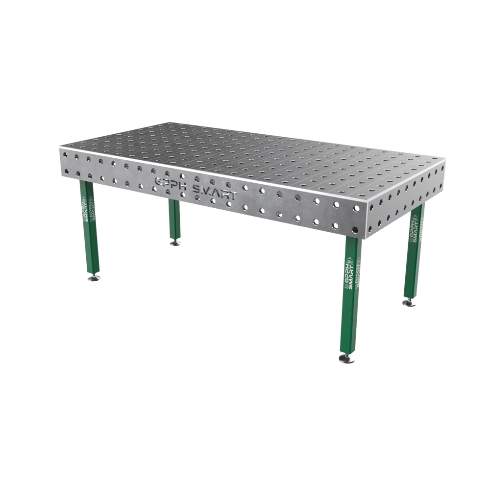 Table de soudage SMART Grille - 100x100mm, Système - Φ28, Dimensions - 2000x1000mm, Pieds - Sur patins, Plateau - 15mm