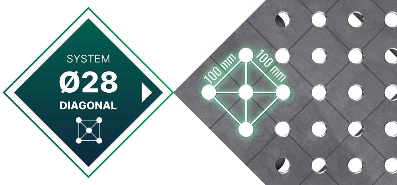 Siatka stołu spawalniczego SMART diagonalna - system fi28