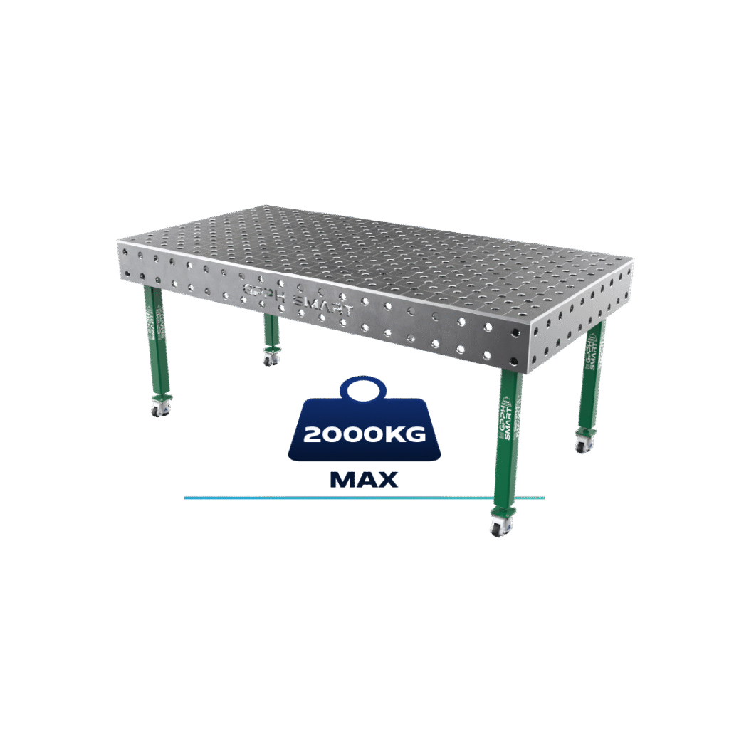 Table de soudage SMART 12 sur roulette – capacité de charge maximale de 2000kg pour l’ensemble de la table