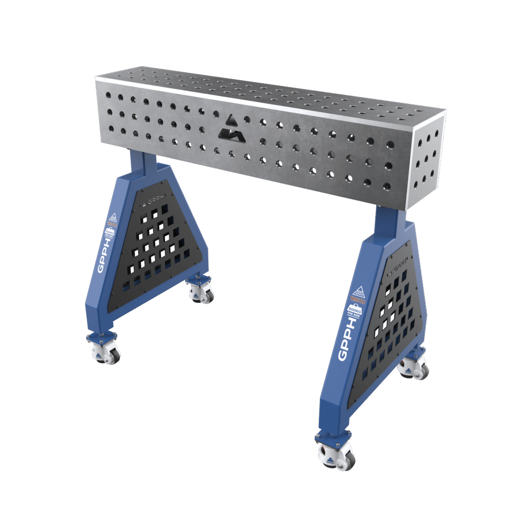 Svařovací podpora TRESTLE PLUS na kolech 1000x200x200 mm fi 16 mm, mřížka 50x50 mm