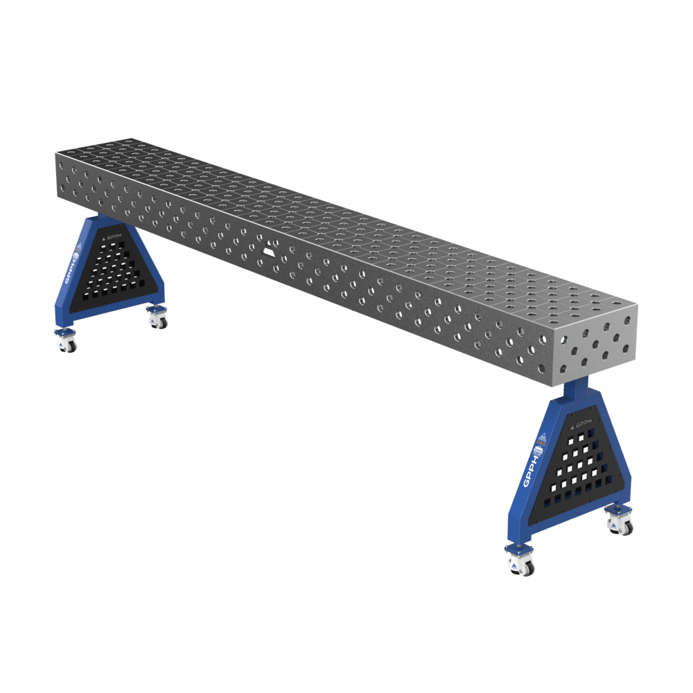 GPPH Caballete de soldadura TRESTLE ECO sobre ruedas 3000x400x200 mm fi 28 mm, rejilla diagonal