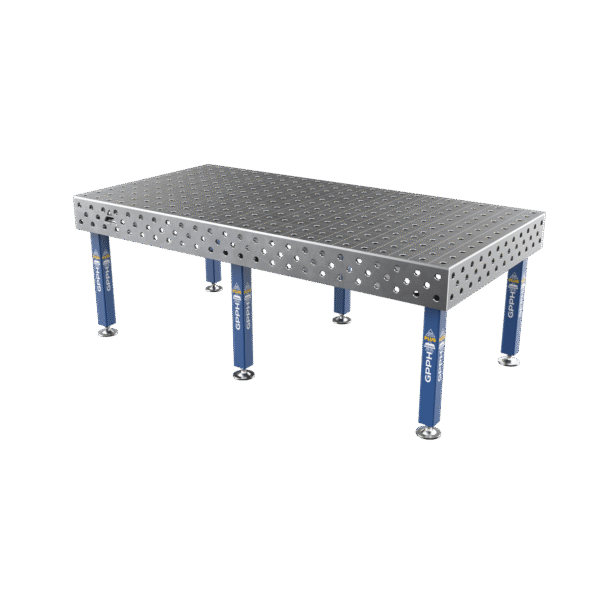 Stół Spawalniczy PLUS Siatka - 100x100mm, System - Φ28, Rozmiar - 2400x1200mm, Nogi - Na stopach