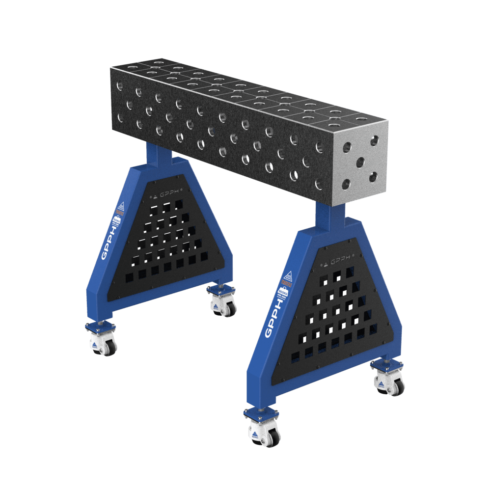 Welding support TRESTLE ECO on wheels 1000x200x200 mm fi 28 mm, diagonal grid