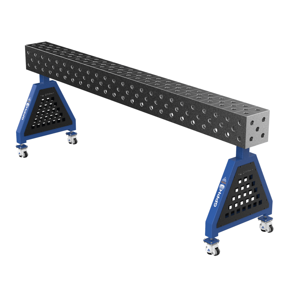 Caballete de soldadura TRESTLE ECO sobre ruedas 2400x200x200 mm fi 28 mm, rejilla diagonal