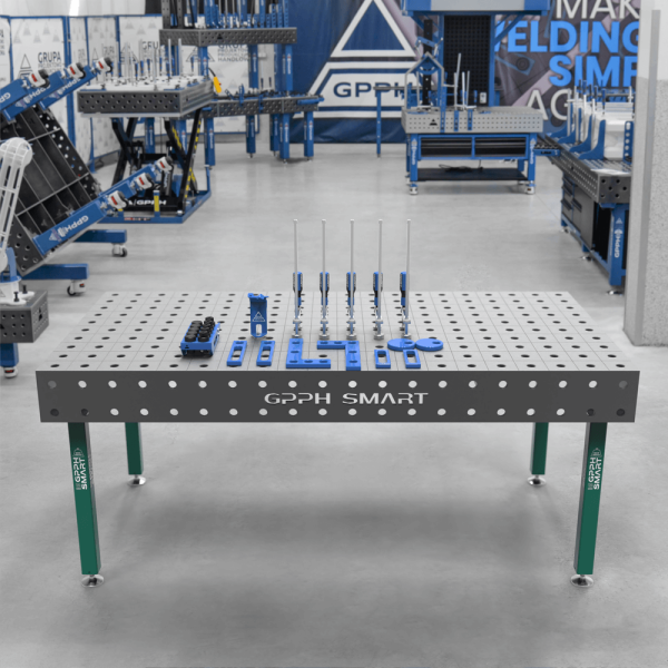 Stół spawalniczy GPPH SMART 12 φ28 siatka 100x100mm 2000x1000mm na stopach+ Zestaw narzędziowy 2XS