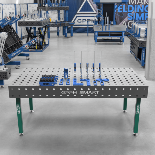 Stół spawalniczy GPPH SMART 12 φ28 siatka 100x100mm 2000x1000mm na stopach + Zestaw narzędziowy XS