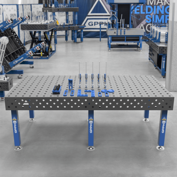 Mesa de soldadura GPPH PLUS φ28 rejilla 100x100 mm 2400x1200 mm con patas y juego de herramientas 2XS