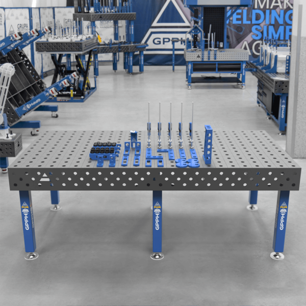 Mesa de soldadura GPPH PLUS φ28 rejilla 100x100 mm 2400x1200 mm con patas y juego de herramientas S