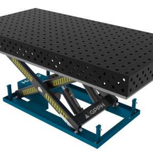 Mesa de soldadura EXPERT 2400x1200 mm con sistema de elevación hidráulico, sistema 28, rejilla 100x100 mm