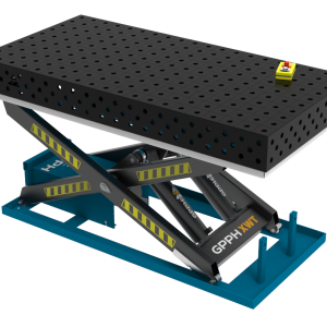 Mesa de soldadura ECO 2000x1000 mm con sistema de elevación hidráulico, sistema 28, rejilla 100x100 mm