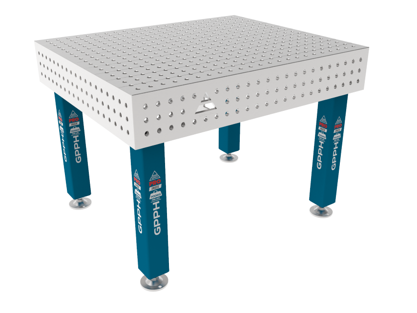 Schweißtisch PRO INOX 1200 x 1000 mm Gitter – 50 x 50 mm, System – Φ16, Beine – Auf Füßen, Tischplatte – Tischplatte PRO INOX