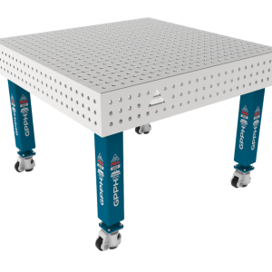 Mesa de soldadura PRO INOX 1200 x 1200 mm Malla: 50 x 50 mm, sistema: Φ16, patas: con ruedas, tablero: tablero PRO INOX