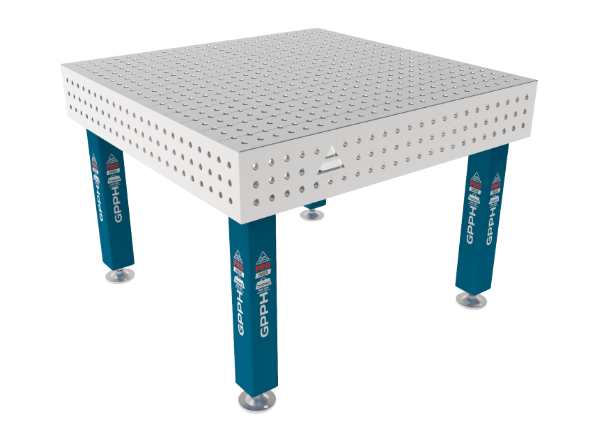 Mesa de soldadura PRO INOX 1200 x 1200 mm Rejilla: 50 x 50 mm, sistema: Φ16, patas: sobre pies, tablero: tablero PRO INOX