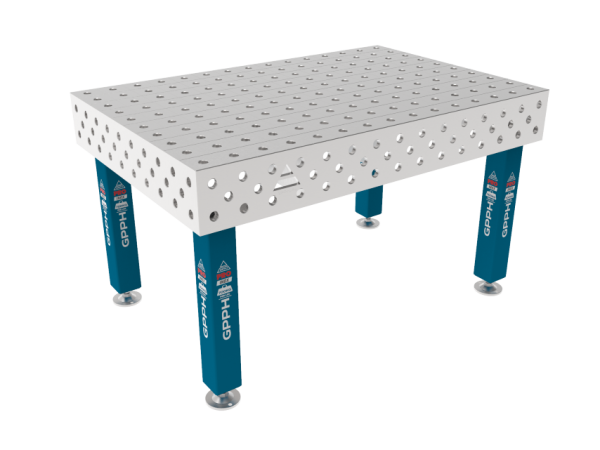 Stół Spawalniczy PRO INOX 1500 x 1000 mm Siatka - 100x100mm, System - Φ28, Nogi - Na stopach, Blat - Blat PRO INOX