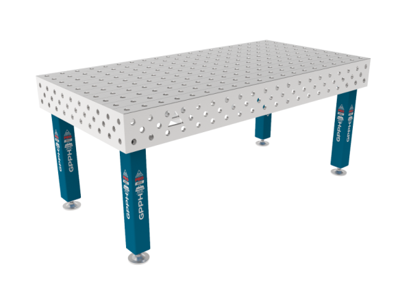 Stół Spawalniczy PRO INOX 2000 x 1000 mm Siatka - 100x100mm, System - Φ28, Nogi - Na stopach, Blat - Blat PRO INOX