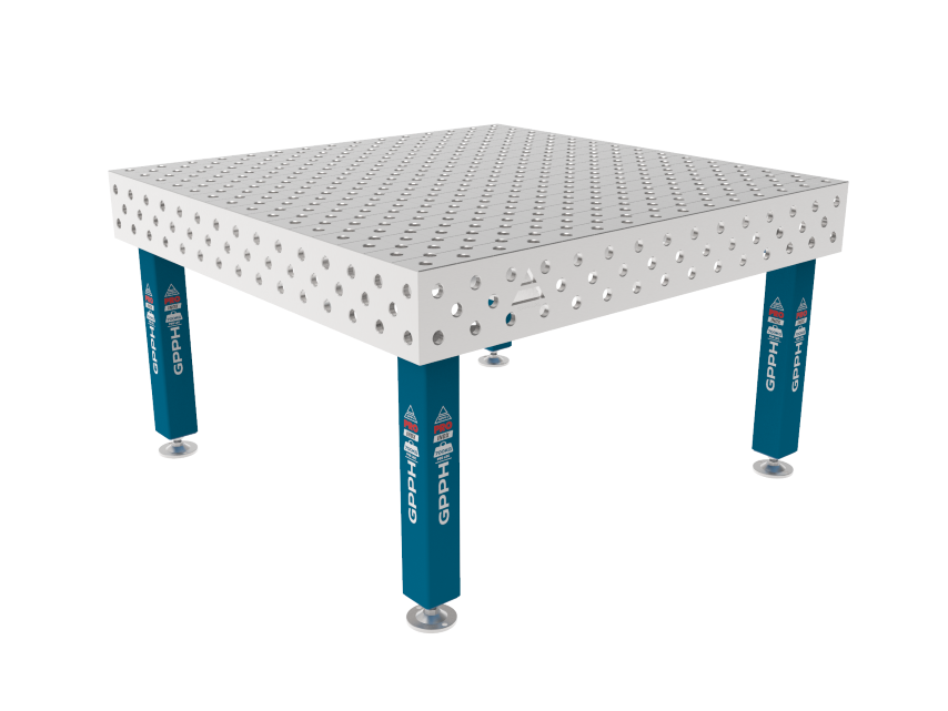 PRO INOX Welding Table 1500 x 1480 mm Grid - diagonal, System - Φ28, Legs - On feet, Top - PRO INOX top