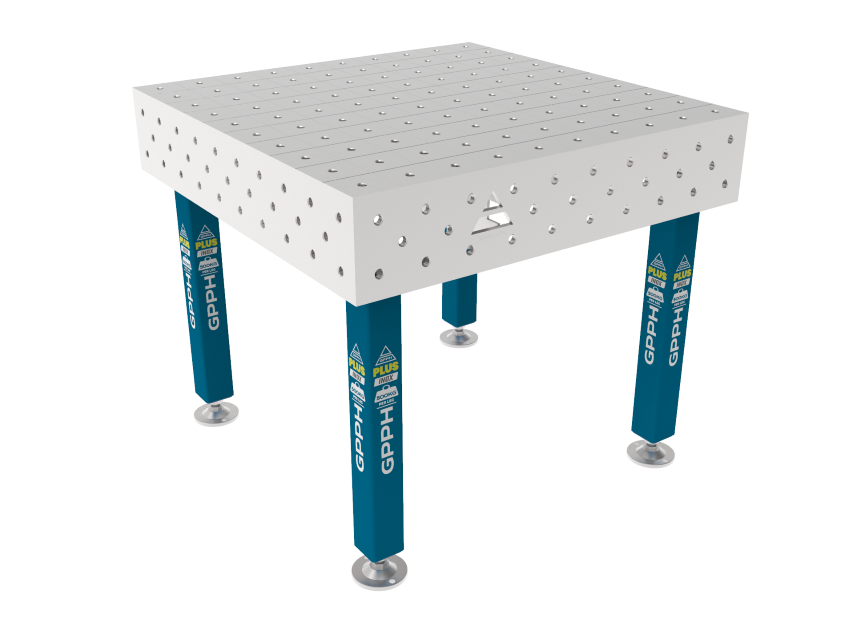 Welding table PLUS INOX 1000 x 1000 mm Grid - 100x100mm, System - Φ16, Legs - On feet, Top - PLUS INOX top