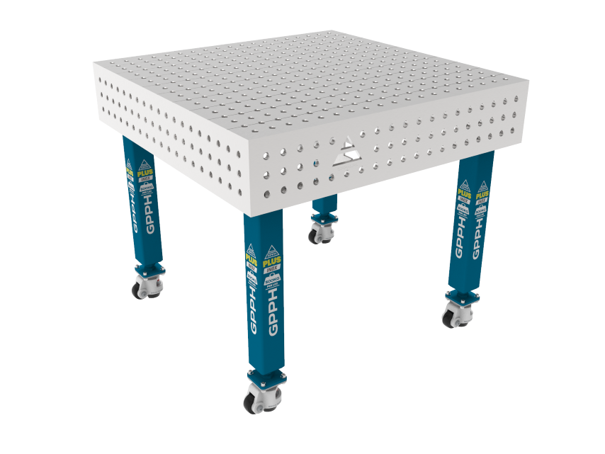Welding table PLUS INOX 1000 x 1000 mm Grid - 50x50mm, System - Φ16, Legs - On wheels, Top - PLUS INOX top