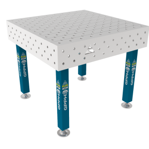 Welding table PLUS INOX 1000 x 1000 mm Grid - diagonal, System - Φ16, Legs - On feet, Top - PLUS INOX top
