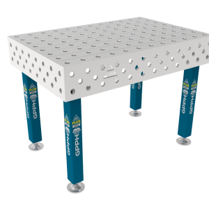 Lastafel PLUS INOX 1200x800mm Raster - 100x100mm, Systeem - Φ28, Poten - Op voeten, Blad - Blad PLUS INOX