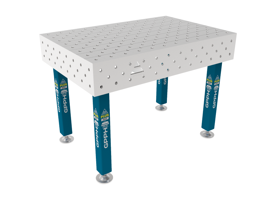Lastafel PLUS INOX 1200x800mm Raster - diagonaal, Systeem - Φ16, Poten - Op voeten, Blad - Blad PLUS INOX