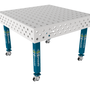 Stół Spawalniczy PLUS INOX 1200 x 1200 mm Siatka - 100x100mm, System - Φ28, Nogi - Na kołach, Blat - Blat PLUS INOX