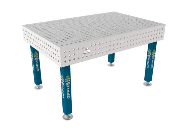 Lastafel PLUS INOX 1500x1000mm Raster - 50x50mm, Systeem - Φ16, Poten - Op voeten, Blad - Blad PLUS INOX