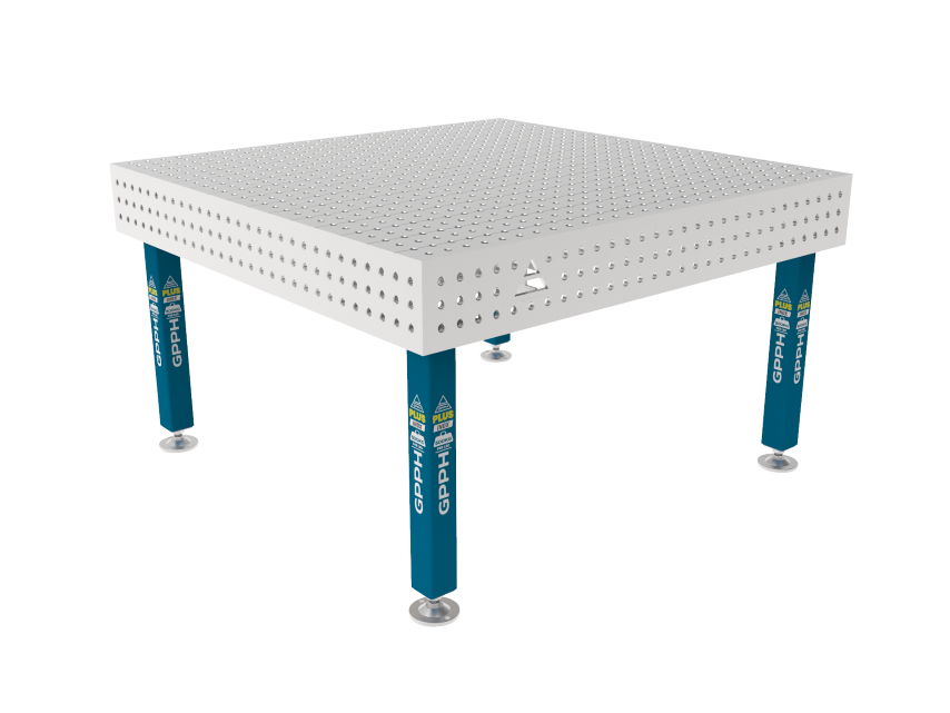 Table de soudage PLUS INOX 1500 x 1480 mm Grille - 50x50mm, Système - Φ16, Pieds - Sur socle, Plateau - Plateau PLUS INOX