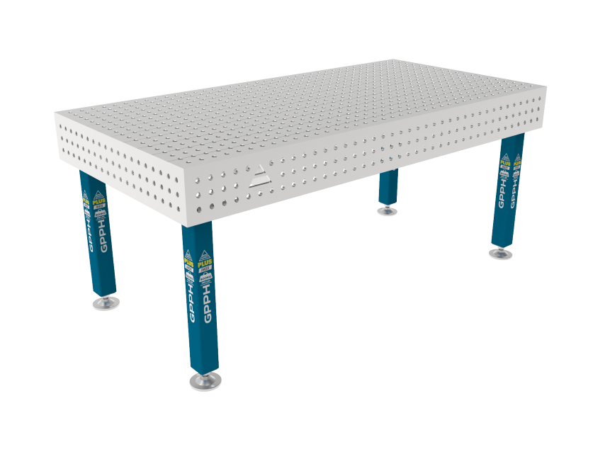 Stół Spawalniczy PLUS INOX 2000 x 1000 mm Siatka - 50x50mm, System - Φ16, Nogi - Na stopach, Blat - Blat PLUS INOX