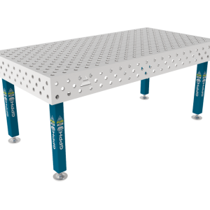 Stół Spawalniczy PLUS INOX 2000 x 1000 mm Siatka - diagonalna, System - Φ28, Nogi - Na stopach, Blat - Blat PLUS INOX
