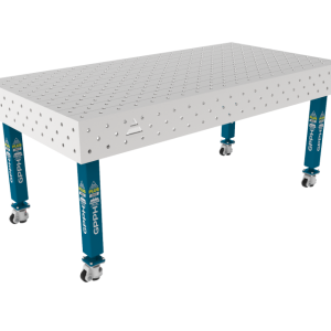 Stół Spawalniczy PLUS INOX 2000 x 1000 mm Siatka - diagonalna, System - Φ16, Nogi - Na KOŁACH, Blat - Blat PLUS INOX