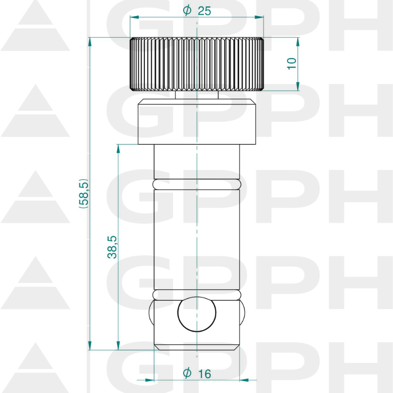 Magneetspanbout PRO fi16 mm - technische tekening