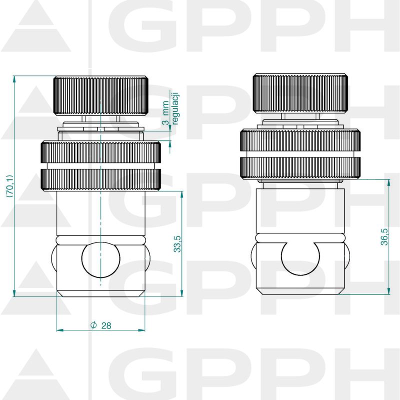 Boulon de montage réglable ECOPLUS système 28 – dessin technique