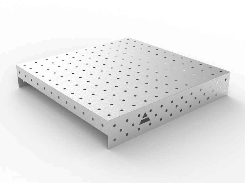 RVS-oplegplaat 1200x1200 met raster 100x100, Ø16