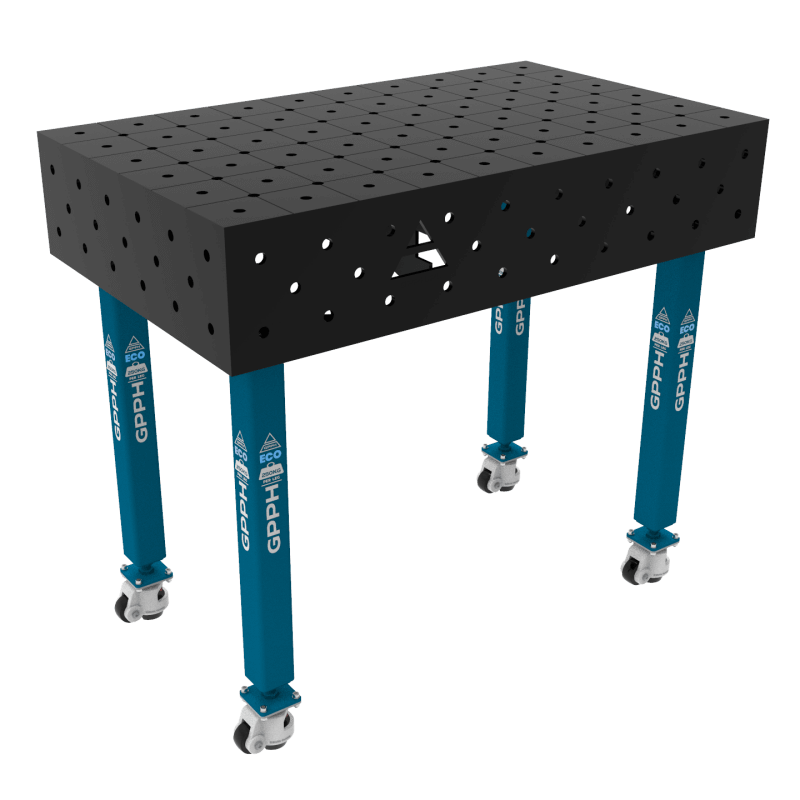 Welding table ECO Size - 1000x600mm, Grid - DIAGONAL, System - Φ16, Legs - On wheels