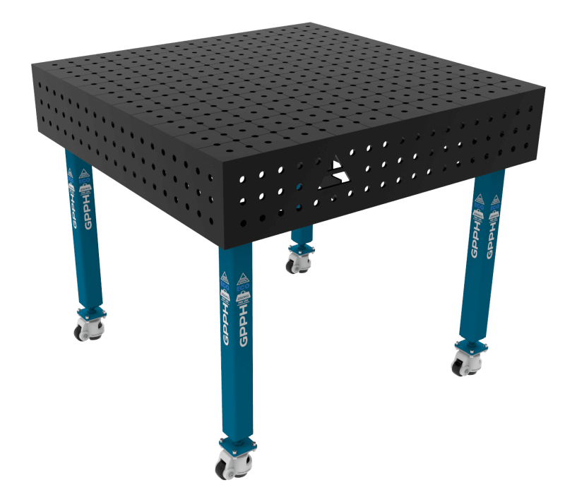 Welding table ECO Size - 1000x1000mm, Grid - 50x50mm, System - Φ16, Legs - On wheels