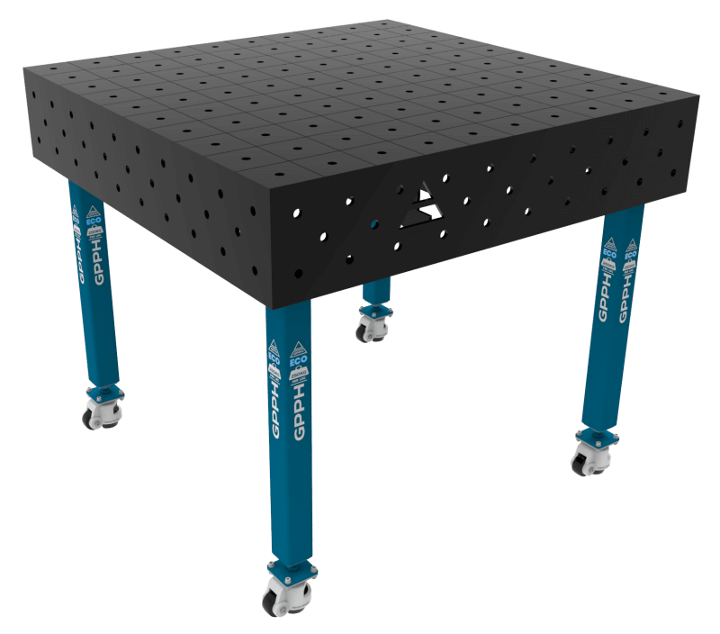 Welding table ECO Size - 1000x1000mm, Grid - 100x100mm, System - Φ16, Legs - On wheels