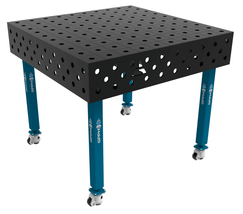 Welding table ECO Size - 1000x1000mm, Grid - 100x100mm, System - Φ28, Legs - On wheels