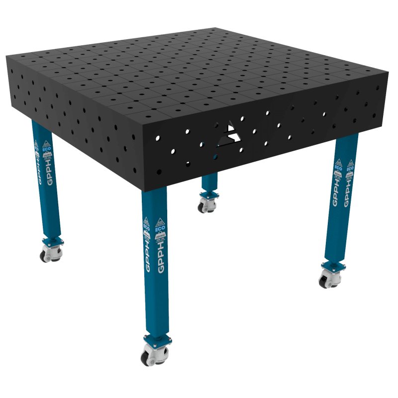 Welding table ECO Size - 1000x1000mm, Grid - DIAGONAL, System - Φ16, Legs - On wheels