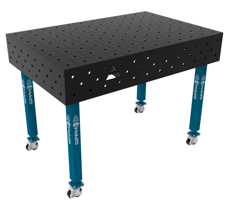 Welding table ECO Size - 1200x800mm, Grid - 100x100mm, System - Φ16, Legs - On wheels