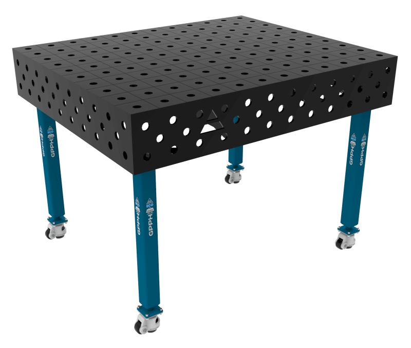 Welding table ECO Size - 1200x1000mm, Grid - 100x100mm, System - Φ28, Legs - On wheels