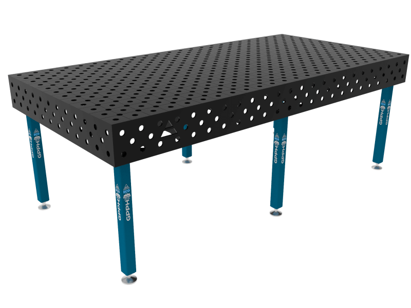Stół Spawalniczy ECO Rozmiar - 2400x1200mm, Siatka - DIAGONALNA, System - Φ28, Nogi - Na stopach